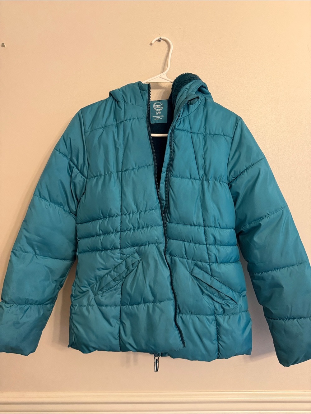 wonder nation Teal Quilted Hooded Puffer Jacket